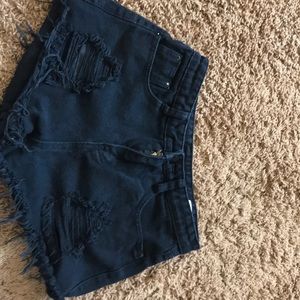 black high waisted denim shorts